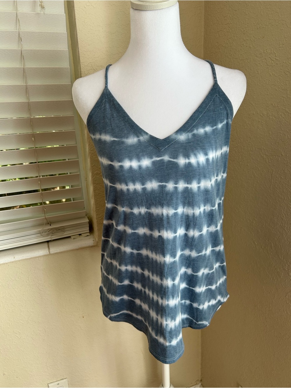Chaser Blue and White Tie-Dye V-Neck Camisole